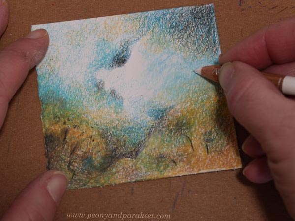 Burnishing with white. Colored pencil techniques.