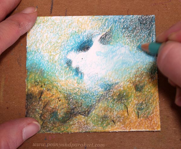 Working on a mini-scenery with circular lines.