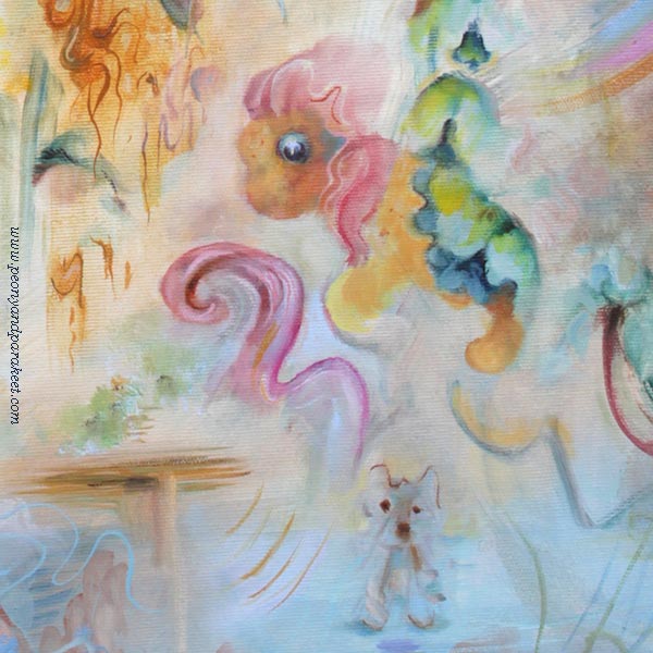 Detail of Fauna, an oil painting by Päivi Eerola.