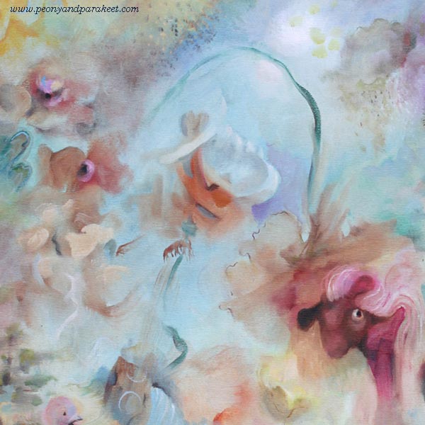 Playful art. A detail of Fauna, an oil painting by Päivi Eerola.