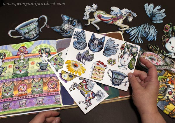 Playing with hand-drawings. Hand-drawn collage art.