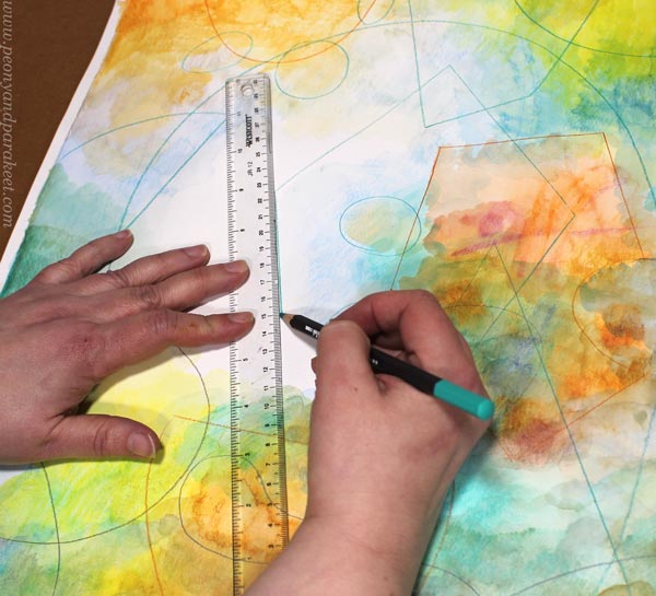 Creating a modernistic art. Drawing abstract shapes.