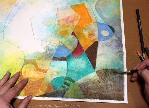 Coloring in a modernistic style.