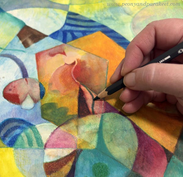 Finishing a modernistic drawing.