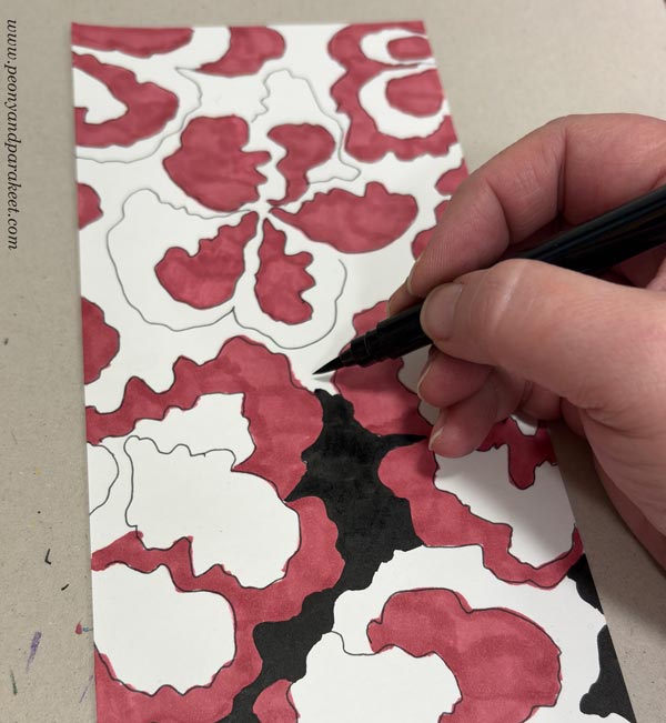 Drawing a bold pattern with big shapes and contrasts.