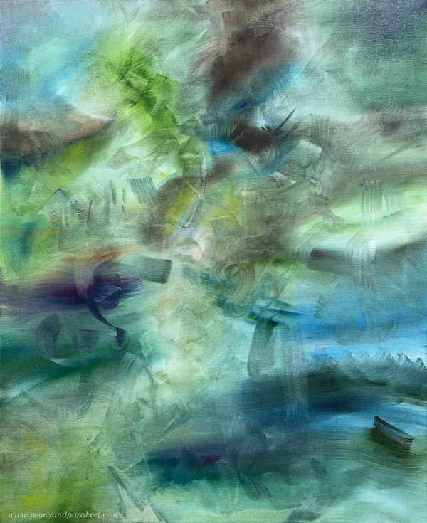 Starting an intuitive painting.
