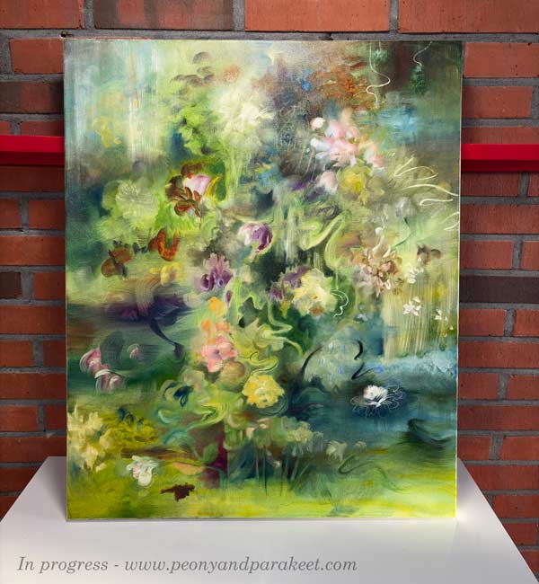 Starting an intuitive painting.