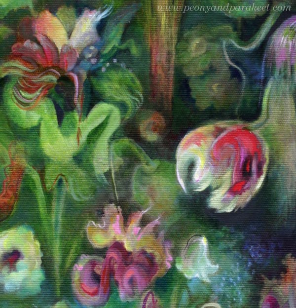 A detail of an oil painting called Ikigai by Päivi Eerola.