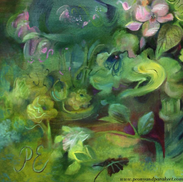 A detail of an oil painting called Ikigai by Päivi Eerola.