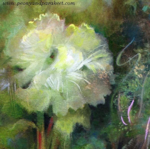 A detail of an oil painting called Ikigai by Päivi Eerola.