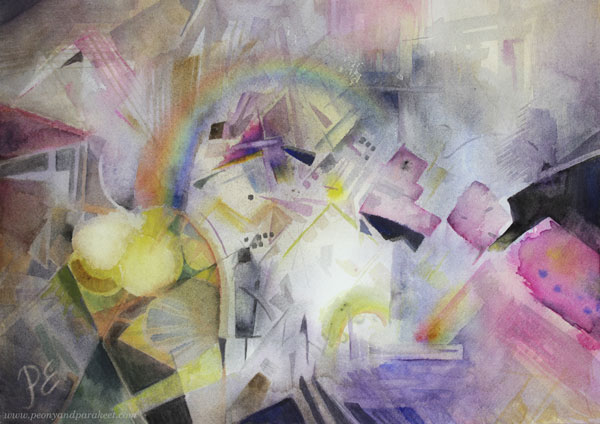 Toivon portaali - The Portal of Hope, an abstract watercolor painting by Päivi Eerola