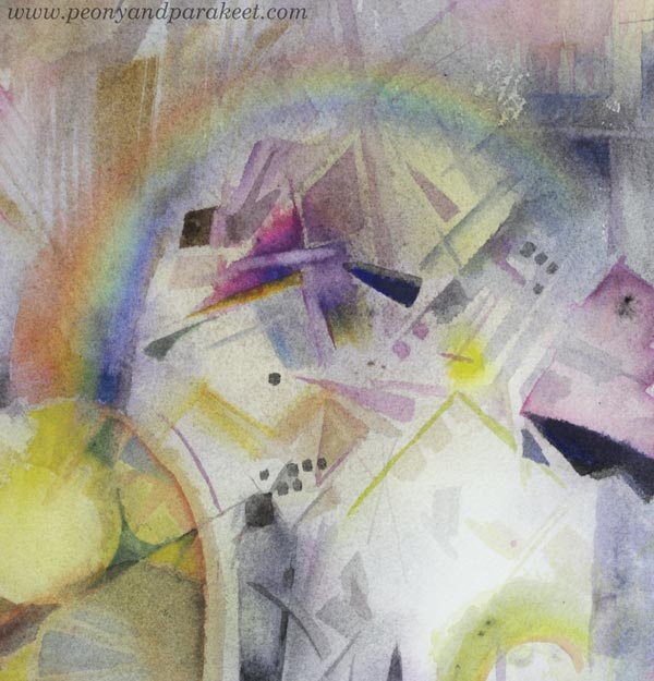 A detail of an abstract watercolor painting by Päivi Eerola