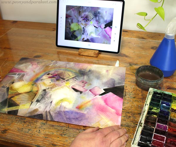 Using a plan as a reference for an abstract composition