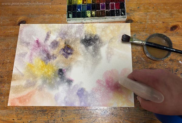 Starting an abstract composition in watercolor
