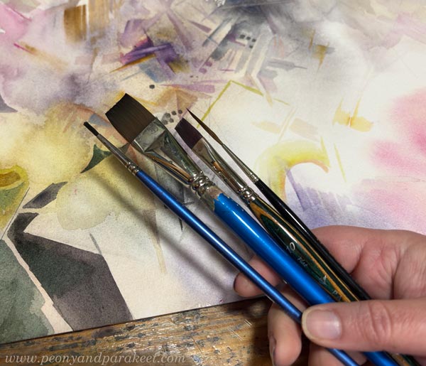 Watercolor brushes for abstract shapes