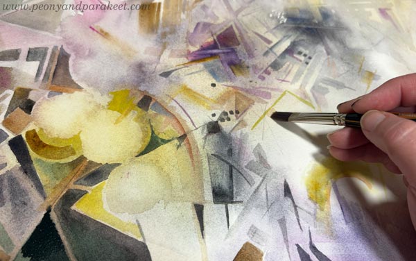 Layering geometric shapes to form an abstract composition