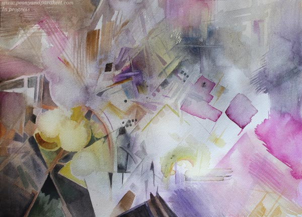 Watercolor painting in progress