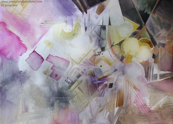 Watercolor painting in progress