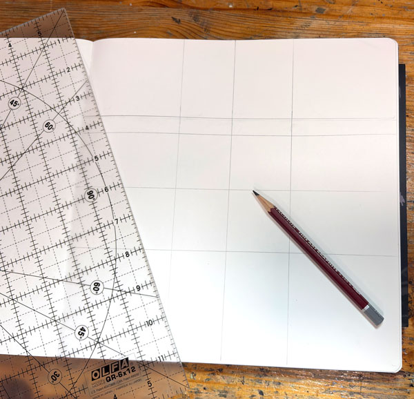Making a grid before drawing symmetrical shapes.