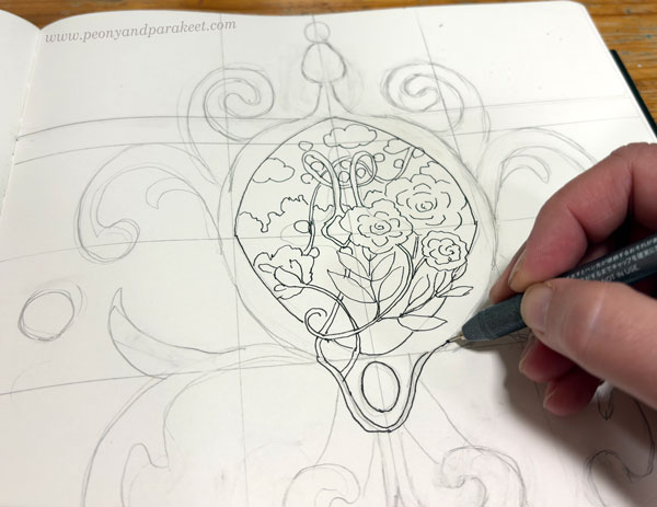 Ornamental drawing in progress
