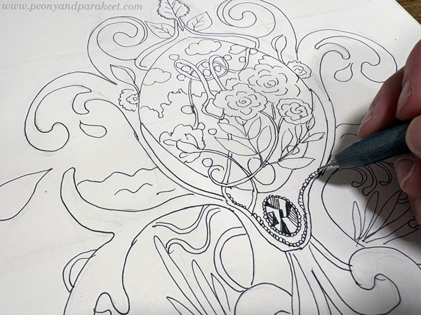Drawing details. Drawing jewels.