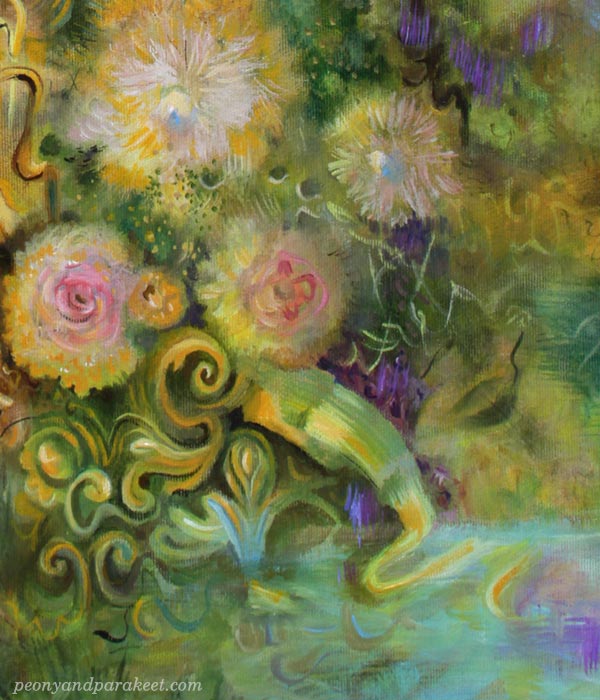 A detail of Golden, oil on canvas by Päivi Eerola, Finland. 