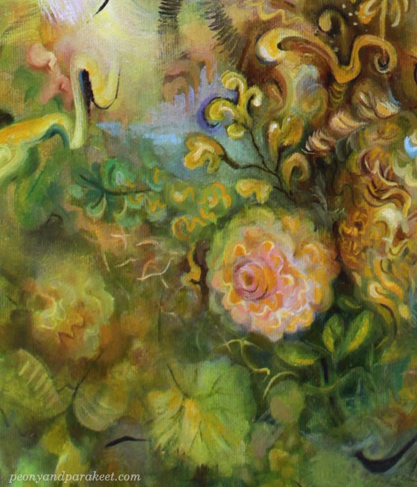 A detail of Golden, oil on canvas by Päivi Eerola, Finland. 