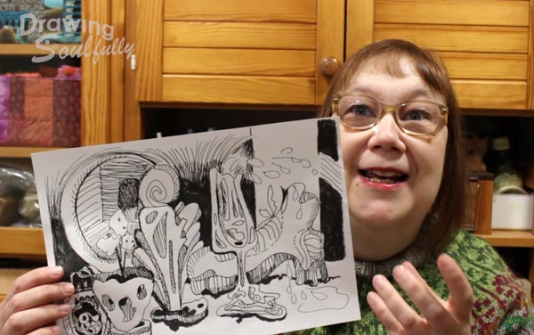 Paivi Eerola teaching creative drawing.