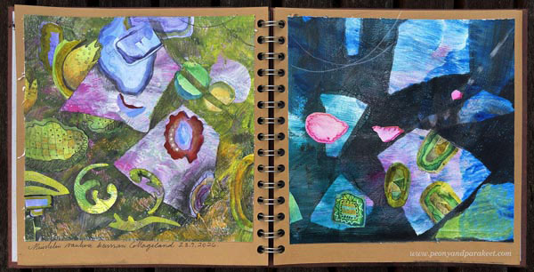 Art journal spread, paper collage
