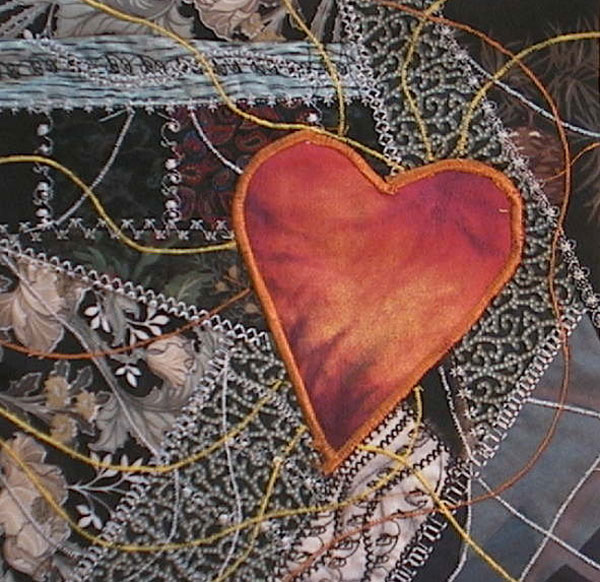 Machine-embroidered applique heart