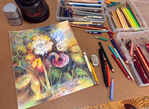 Creative freedom with colored pencils. Work in progress.