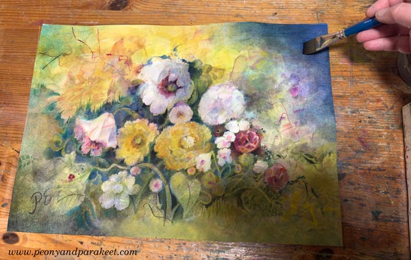 Softening a watercolor painting: unifying the background