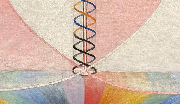 A detail of Hilma af Klint's painting The Dove no. 1